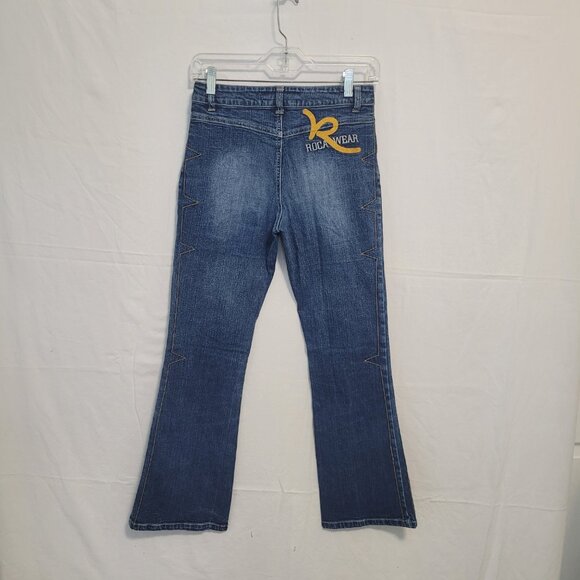 Rocawear Medium Blue Wash Mid Rise Flare Jeans Size 14 - Picture 5 of 10